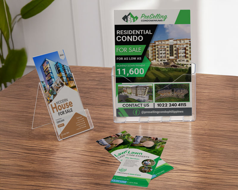 Folletos y catálogos en expositor